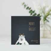 "Merry + Bright" Gek Schattige Schaap Feestdagenkaart (Staand voorkant)