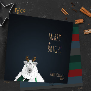 "Merry + Bright" Gek Schattige Schaap Feestdagenkaart