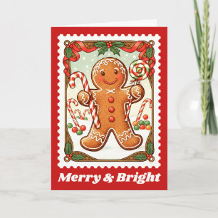 Merry & Bright Gengembrede Kerst Postzegel Feestdagen Kaart