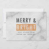 Merry & bright geometric copper and marble feestdagenkaart (Voorkant)