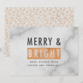 Merry & bright geometric copper and marble feestdagenkaart (Voorkant / Achterkant)