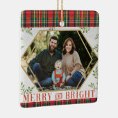 Merry & Bright Geometrische kerstversiering Keramisch Ornament (Rechts)