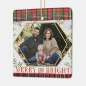 Merry & Bright Geometrische kerstversiering Keramisch Ornament (Links)