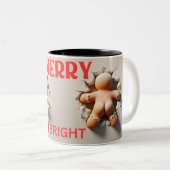 Merry & Bright Gingerbread Man Tweekleurige Koffiemok (Voorkant rechts)