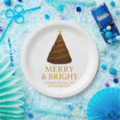 Merry & Bright Gold Christmas Paper Dinner Plates Papieren Bordje (Feest)