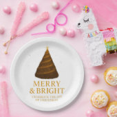 Merry & Bright Gold Christmas Paper Dinner Plates Papieren Bordje (Feest)