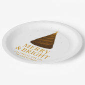 Merry & Bright Gold Christmas Paper Dinner Plates Papieren Bordje (Gekanteld)