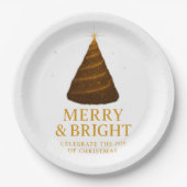 Merry & Bright Gold Christmas Paper Dinner Plates Papieren Bordje (Voorkant)