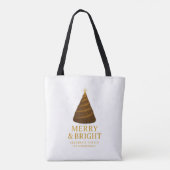 Merry & Bright Gold Christmas Shopping Tote Bag (Achterkant)