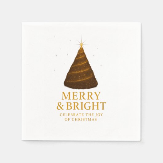 Merry & Bright Gold Glitter Christmas Cocktail Servet (Voorkant)