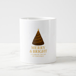 Merry & Bright Gold Glitter Christmas Jumbo Mug Grote Koffiekop