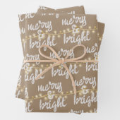 Merry & Bright Gold kerstboom Lights Kraft Inpakpapier Vel (In situ)