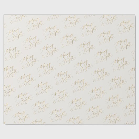 Merry & Bright Gold Script Christmas Cadeaupapier (Vlak)