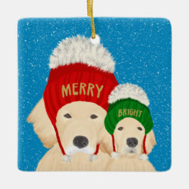 Merry Bright Golden Dogs kerstversiering 2022 Metalen Ornament
