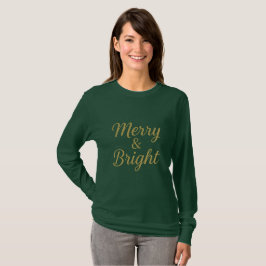 Merry & Bright Gouden Shirt | Elegante Kerst T-shi