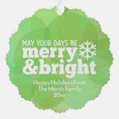 Merry & Bright Green Bokeh Wash - Kerstfoto Ornament Kaart (Achterkant)