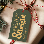 Merry & Bright Green Holiday Gift Label Cadeaulabel