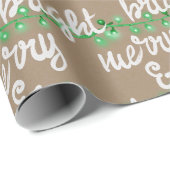 Merry & Bright Green kerstboom Lights Kraft W Cadeaupapier (Rol Hoek)