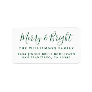 Merry & Bright Green White Retouradres Etiket