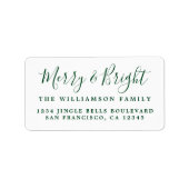 Merry & Bright Groen Witte Retouradres Etiket (Voorkant)