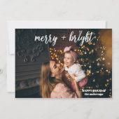 Merry Bright haard Moderne trendy kerstfoto Feestdagenkaart (Voorkant)