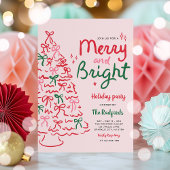 Merry & Bright Hand Drawn Kerstfeest Kaart