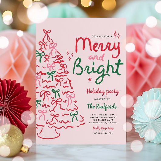 Merry & Bright Hand Drawn Kerstfeest Kaart
