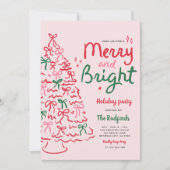 Merry & Bright Hand Drawn Kerstfeest Kaart (Voorkant)