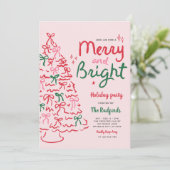 Merry & Bright Hand Drawn Kerstfeest Kaart (Staand voorkant)