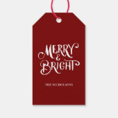 Merry & Bright Handgeschreven Script Rood Cadeaulabel (Achterkant)