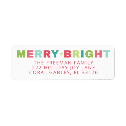 Merry + Bright Holiday Adreslabel Etiket (Voorkant)