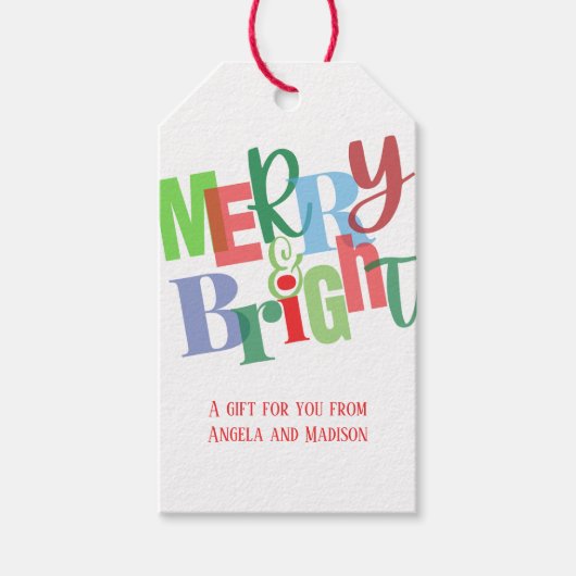 Merry & Bright Holiday Cadeaulabel (Voorkant)