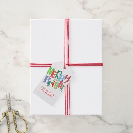 Merry & Bright Holiday Cadeaulabel (Met Touw)