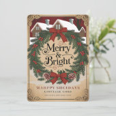 Merry & Bright Holiday Card Feestdagenkaart (Staand voorkant)