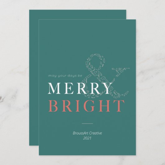 Merry & Bright Holiday Card Kaart (Voorkant / Achterkant)