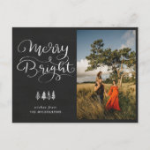 Merry Bright Holiday Chalkboard Script Photo Briefkaart (Voorkant)
