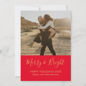 Merry & Bright Holiday Christmas red Photo card Kaart (Voorkant)