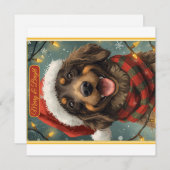 Merry Bright Holiday Dog Flat Card Feestdagenkaart (Voorkant / Achterkant)