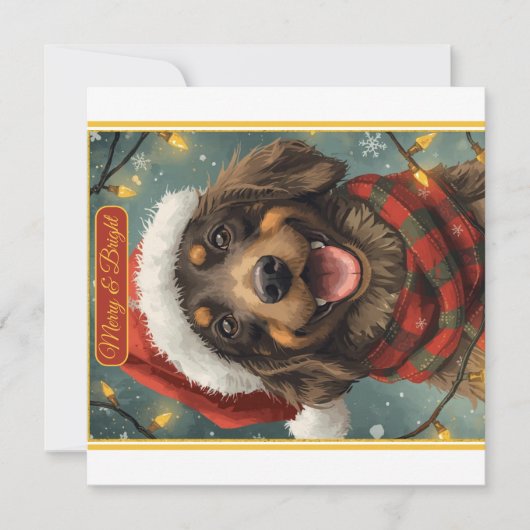 Merry Bright Holiday Dog Flat Card Feestdagenkaart (Voorkant)