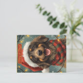 Merry Bright Holiday Dog Postcard Feestdagenkaart (Staand voorkant)