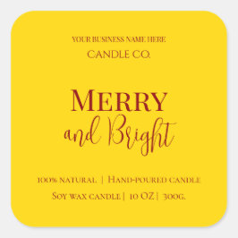 Merry & Bright Holiday | Editable Christmas Candle Vierkante Sticker