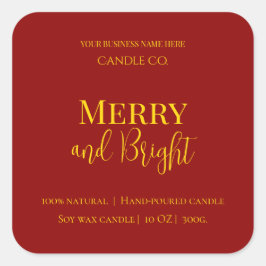 Merry & Bright Holiday | Editable Christmas Candle Vierkante Sticker