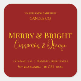 Merry & Bright Holiday | Editable Christmas Candle Vierkante Sticker