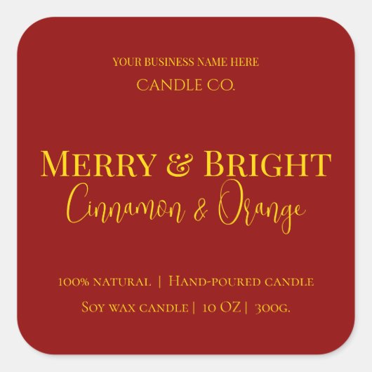 Merry & Bright Holiday | Editable Christmas Candle Vierkante Sticker (Voorkant)