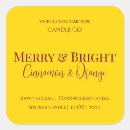 Merry & Bright Holiday | Editable Christmas Candle Vierkante Sticker
