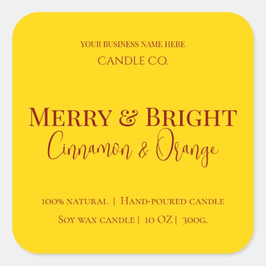 Merry & Bright Holiday | Editable Christmas Candle Vierkante Sticker (Voorkant)