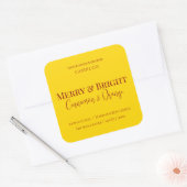 Merry & Bright Holiday | Editable Christmas Candle Vierkante Sticker (Envelop)