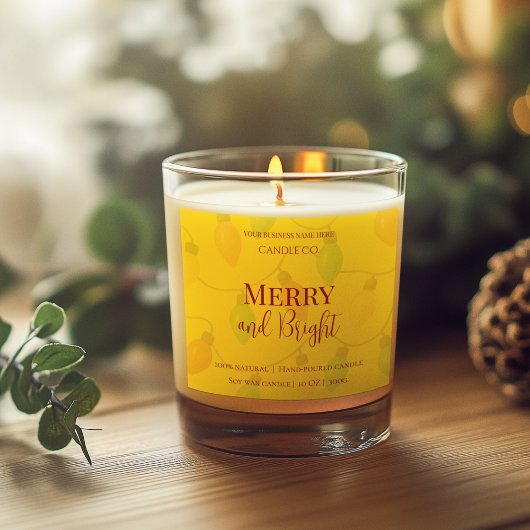 Merry & Bright Holiday | Editable Christmas Candle Vierkante Sticker