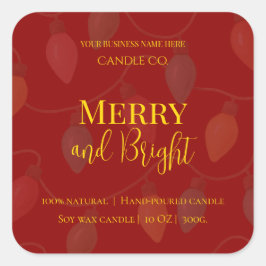 Merry & Bright Holiday | Editable Christmas Candle Vierkante Sticker
