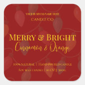 Merry & Bright Holiday | Editable Christmas Candle Vierkante Sticker (Voorkant)